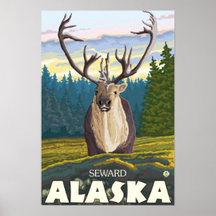 Affiches Caribou dans le sauvage - Seward, Alaska