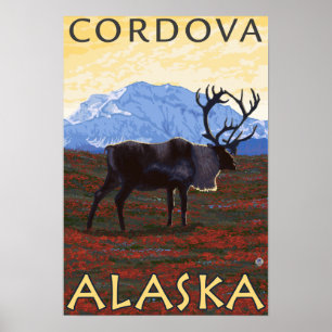 Affiches Caribou Scene - Cordova, Alaska