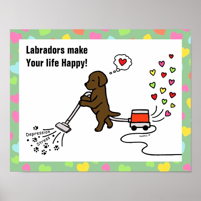 Affiches Caricature au chocolat Labrador (Devant)