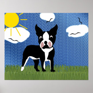 Affiches Caricature Boston Terrier