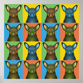 Affiches Caricature de chien Kelpie australien Pop-Art