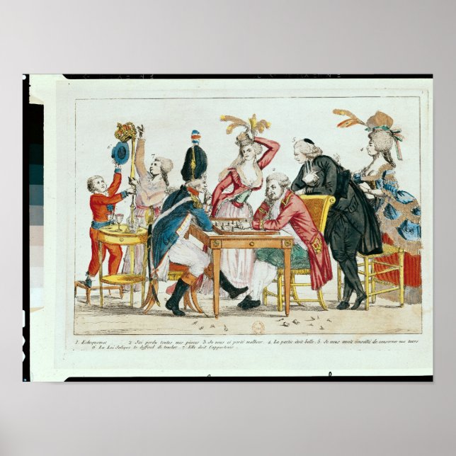 Affiches Caricature de Louis XVI jouant aux échecs (Devant)
