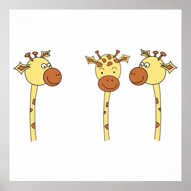 Affiches Caricature de trois girafes. (Devant)