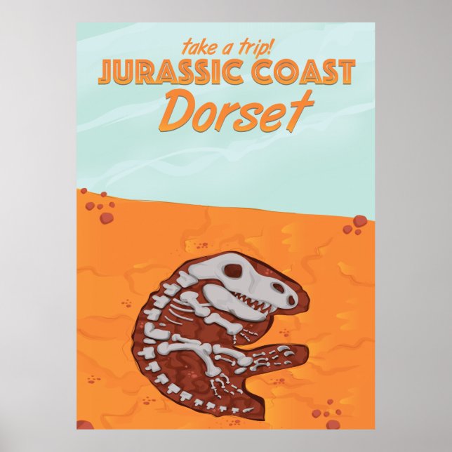 Affiches Caricature de voyage de Jurassic Coast Devon (Devant)