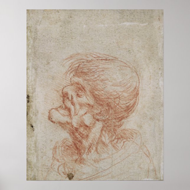 Affiches Caricature Head Study of an Old Man, c.1500-05 (Devant)