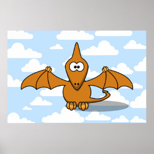 Affiches Caricature Pterodactyle à l'orange mignon