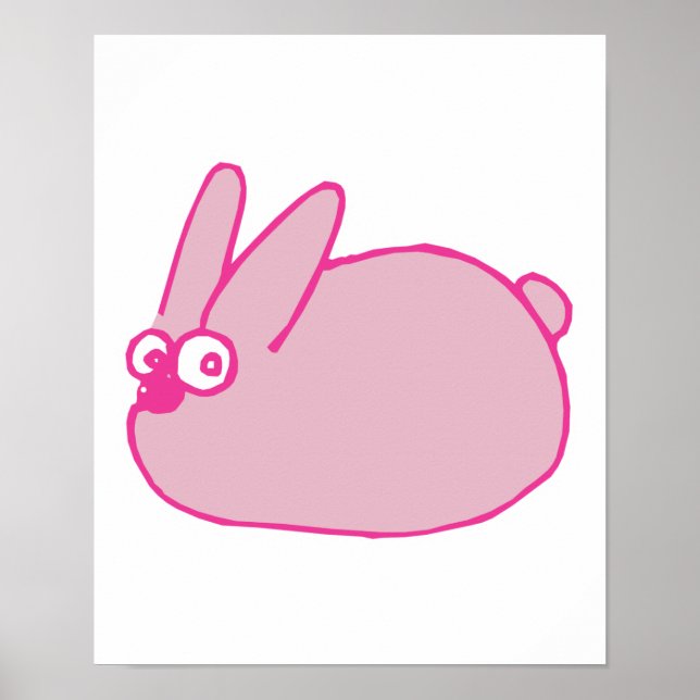 Affiches caricature rose mignon lapin lapin (Devant)