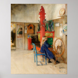 Affiches Carl Larsson Girl with Spinning Wheel