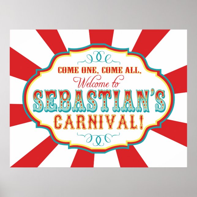 Affiches Carnaval Cirque Anniversaire Bannière Sebastian CU (Devant)