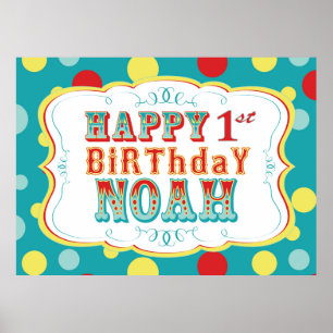 Affiches Carnaval ou cirque Bannière d'anniversaire Noah