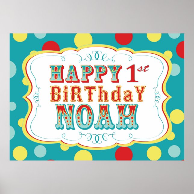 Affiches Carnaval ou cirque Bannière d'anniversaire Noah (Devant)