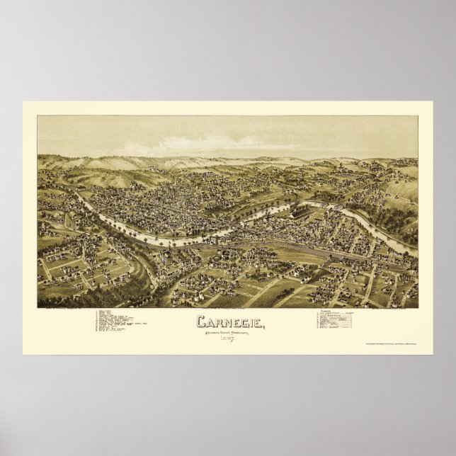 Affiches Carnegie, PA Carte panoramique - 1897 (Devant)
