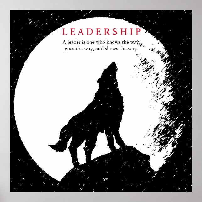 Affiches Carré Black White Inspiration Leadership Wolf (Devant)