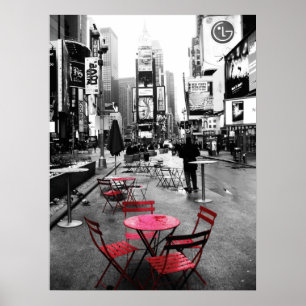 Affiches Carré de temps noir blanc et rouge
