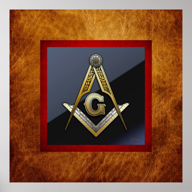 Affiches Carré maçonnique et compas (Devant)