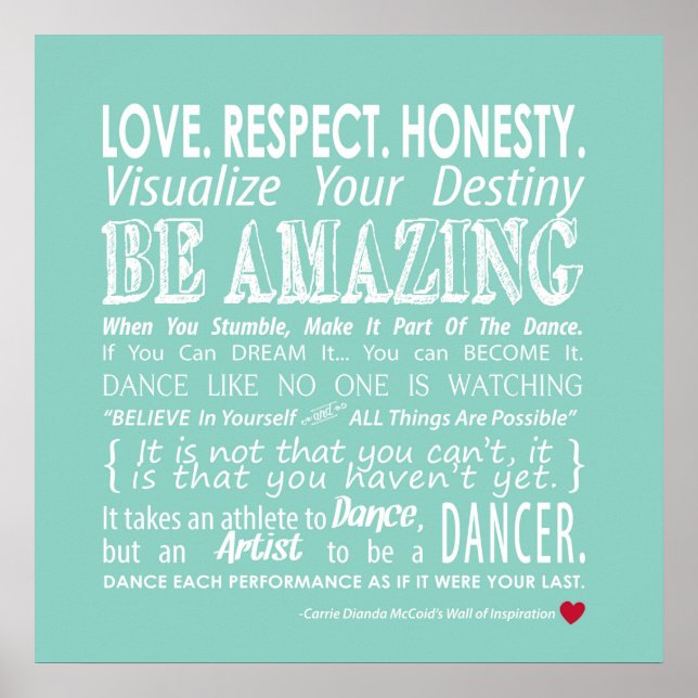 Affiches Carrie's Wall of Inspirational Dance Citations - A (Devant)