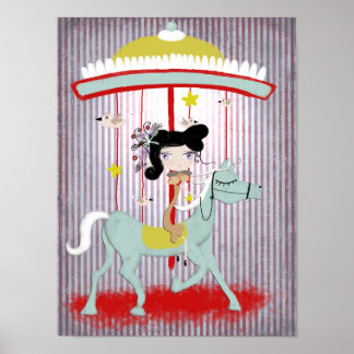 Affiches Carrousel poupée vintage mat texturé tendre luxe