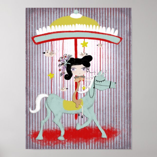 Affiches Carrousel poupée vintage mat texturé tendre luxe (Devant)