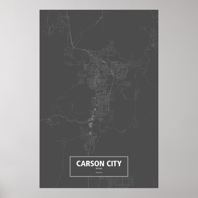 Affiches Carson City, Nevada (blanc sur noir) (Devant)