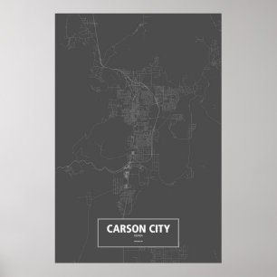 Affiches Carson City, Nevada (blanc sur noir)