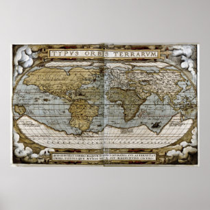 Affiches Carte 1570 du monde