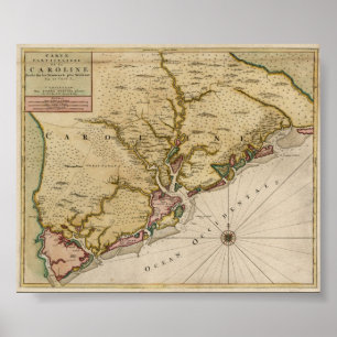 Affiches Carte 1696 de la Caroline