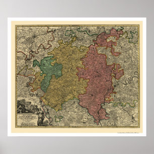 Affiches Carte 1712 du luxembourgeois l'Europe
