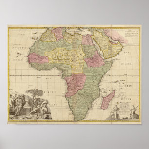 Affiches Carte 1725 de l'Afrique de cru