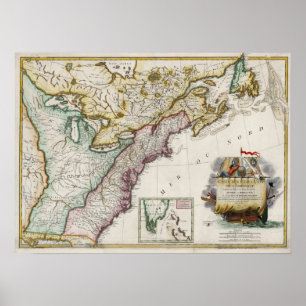Affiches Carte 1784 des Etats-Unis d'Amérique