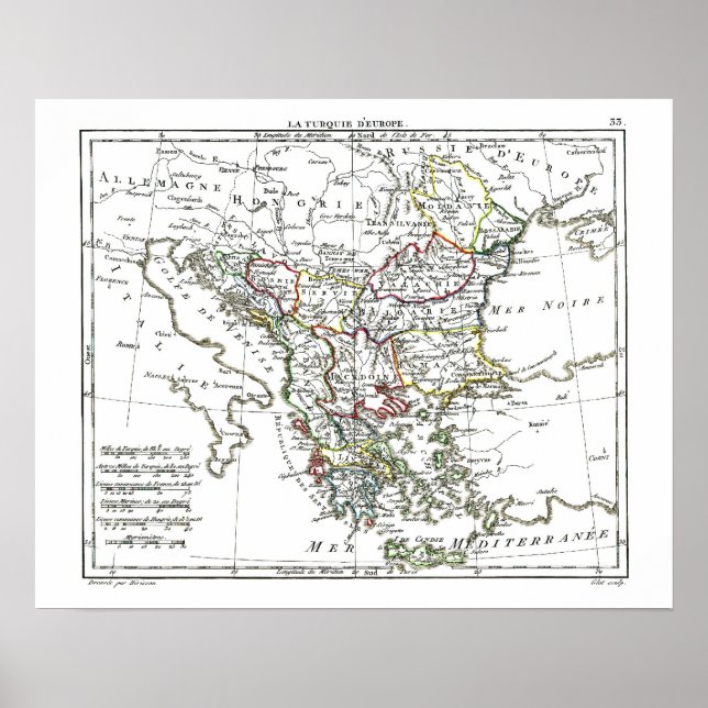 Affiches Carte 1806 - La Turquie d'Europe (Devant)