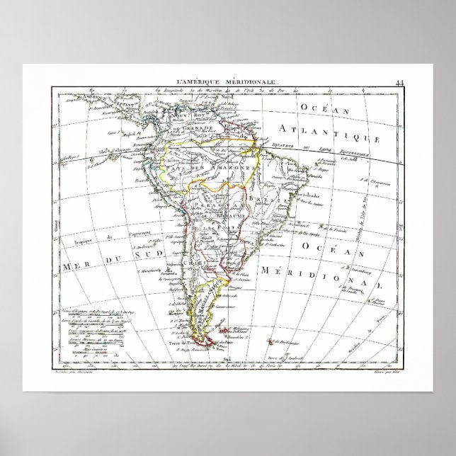 Affiches Carte 1806 - L'Amérique Méridionale (Devant)