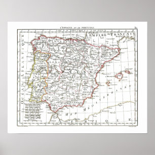 Affiches Carte 1806 - L'Espagne et le Portugal
