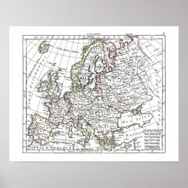 Affiches Carte 1806 - L'Europe (Devant)