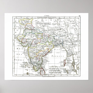 Affiches Carte 1806 - L'Inde