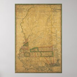 Affiches Carte 1820 du Mississippi