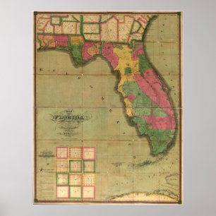 Affiches Carte 1829 de la Floride