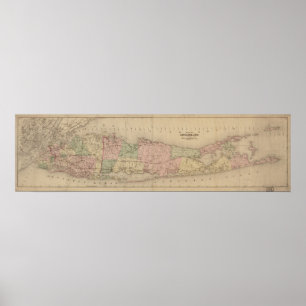 Affiches Carte 1873 du Long Island, New York