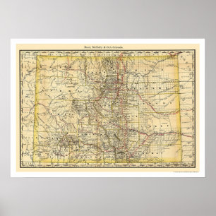 Affiches Carte 1879 de chemin de fer du Colorado
