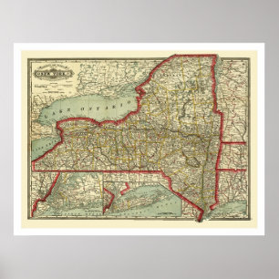 Affiches Carte 1888 de ville et de New York de chemin de