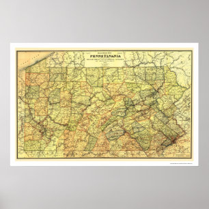 Affiches Carte 1895 de chemin de fer de la Pennsylvanie