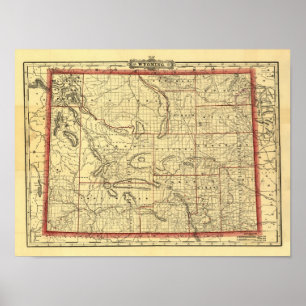 Affiches Carte 1895 du Wyoming
