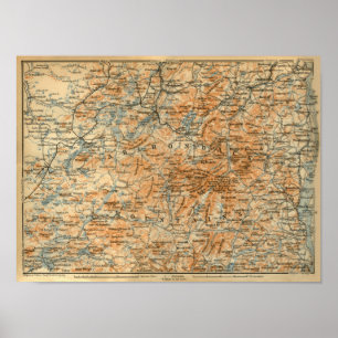 Affiches Carte 1909 d'Adirondacks du guide du voyage du