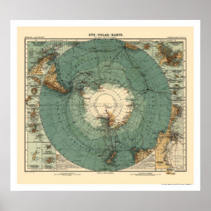 Affiches Carte 1912 de l'Antarctique