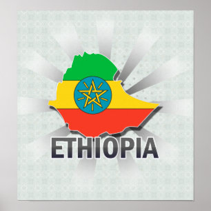 Affiches Carte 2,0 de drapeau de l'Ethiopie