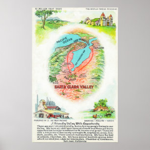 Affiches Carte aérienne du comté de Père Noël Clara avec si