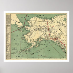 Affiches Carte Alaska Gold Fields 1897