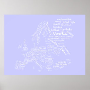 Affiches Carte alimentaire de l'Europe (Lilac)