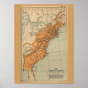 Affiches Carte américaine de colonies de l'original 13