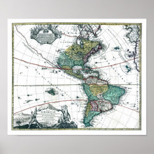 Affiches Carte Amérique du Sud et Amérique du Nord 1725