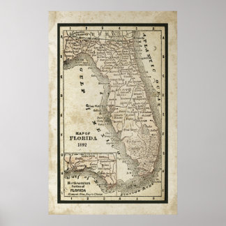 Affiches Carte antique de Floride